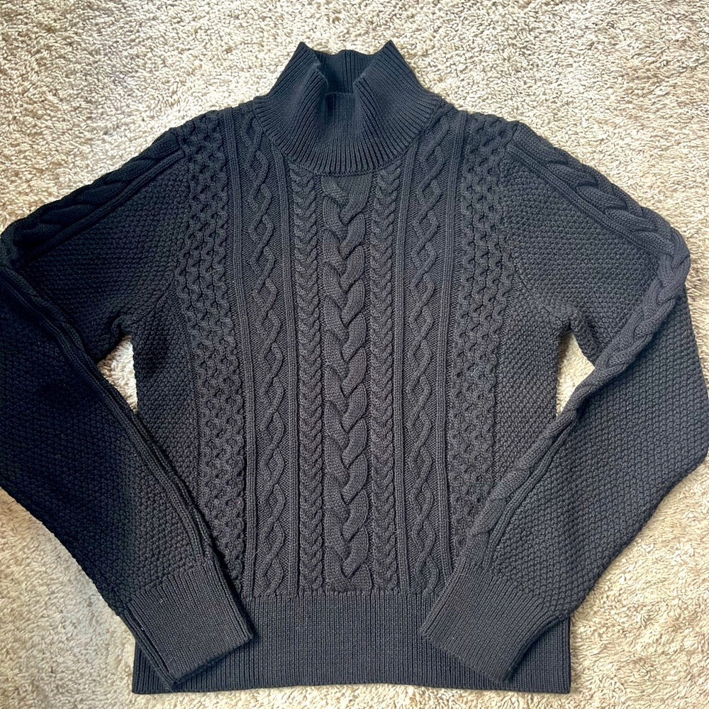 Black GAP medium cable knit mock sweater